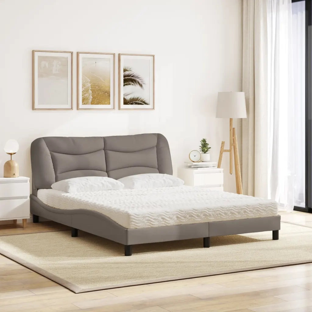Letto con Materasso Hvar Tortora 160x200 cm in Tessuto
