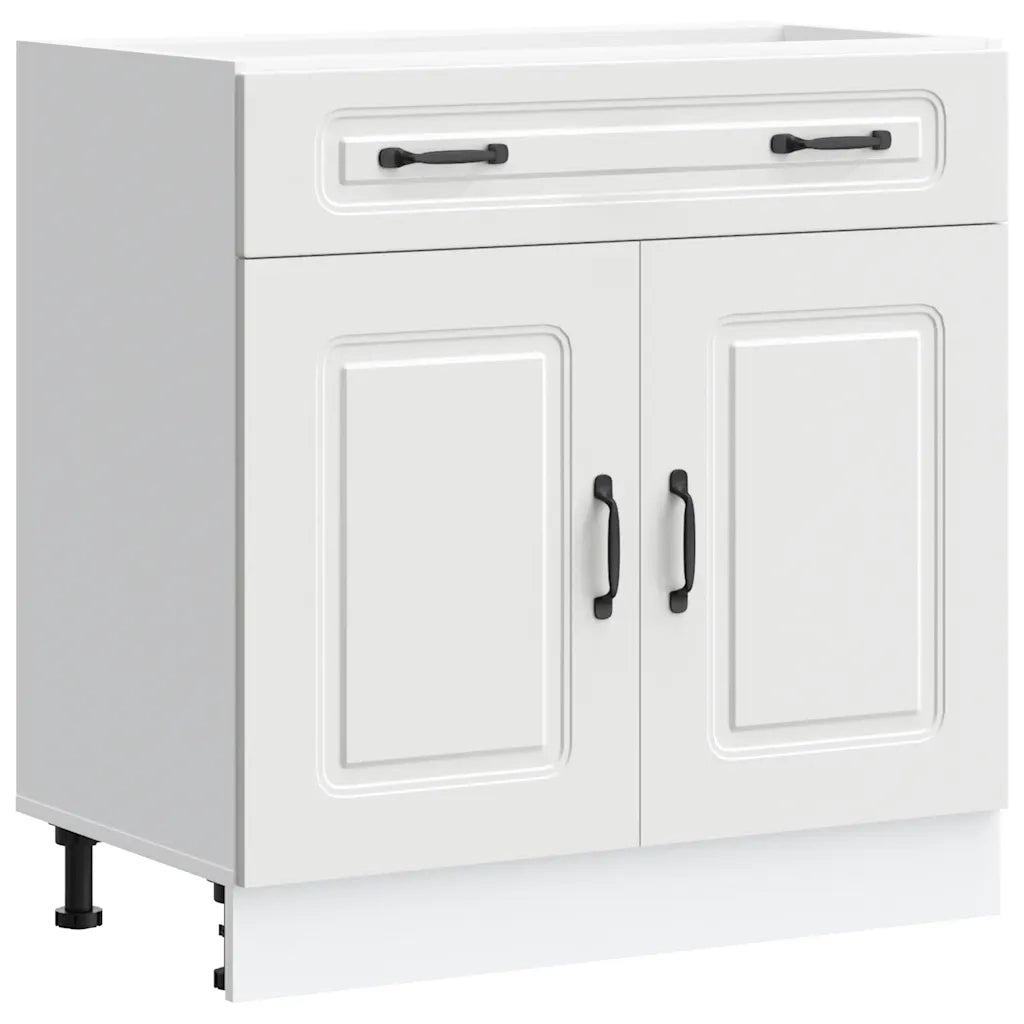 Mobile da cucina moderno con vano contenitore 80 x 46 x 81,5 cm design pulito in legno composito bianco 02_0049920