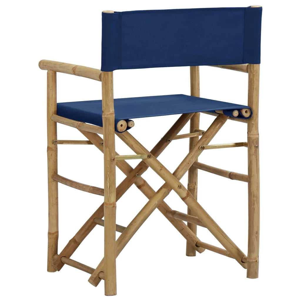 Sedie da Regista Pieghevoli 2 pz | Sedie da Esterno Blu in Bamb¨´ e Tela
