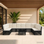 Set Divano da Giardino 11 pcs Nero polyrattan 3434329