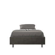 BS COM Letto una piazza e mezza con rete imbottito 120x200 microfibra grigio