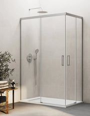 Box doccia ingresso angolare 2+2 THALASSA (BASIC) 100x75 cm Nichel vetro trasparente