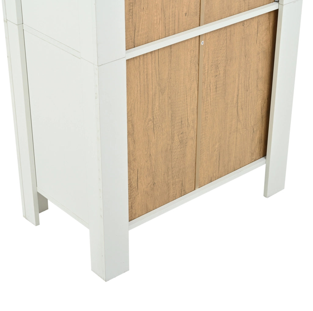 Vetrina alta con LED 70x40x188 cm; 2 ante; in pannello truciolare bianco e vetro