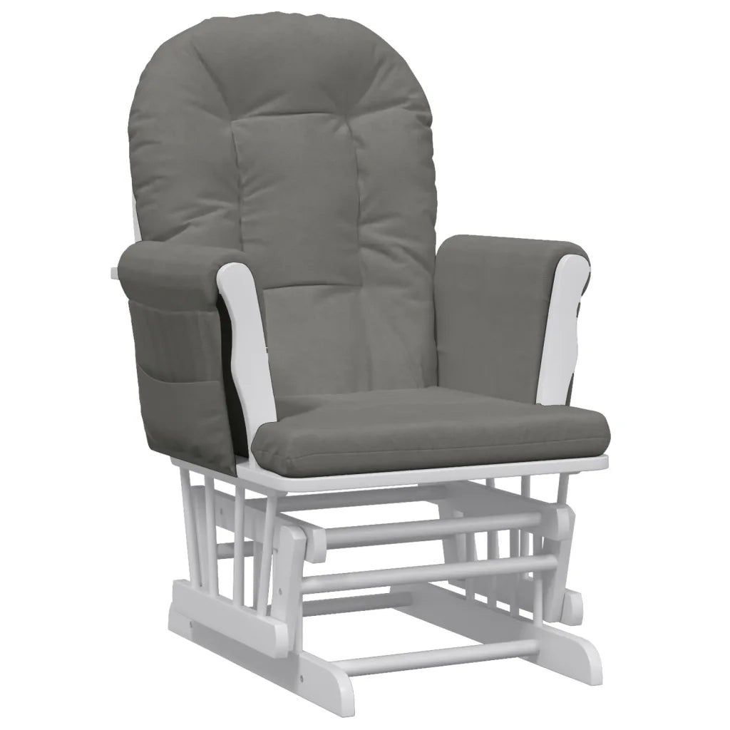 Poltrona Glider con Sgabello-Sedia a dondolo Grigio Scuro in Tessuto 802031
