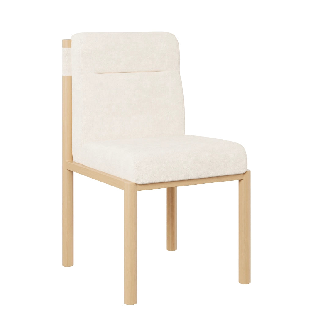 Set 4 Sedie da Pranzo ¨C Xylo ¨C Tessuto Sherpa Beige, Struttura Effetto Rovere, Imbottite