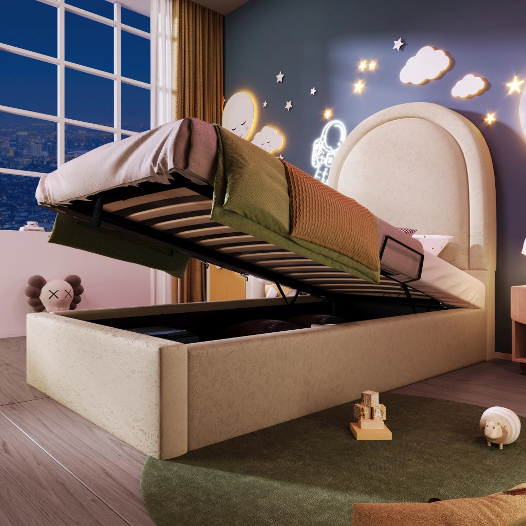 letto imbottito pu beige 90 x 200 cm