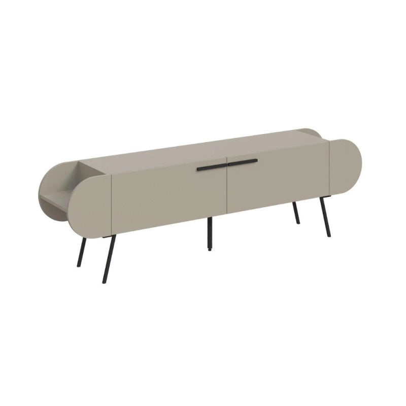 Mobile porta tv Capsule con due ante a ribalta e ripiani laterali colore cashmere