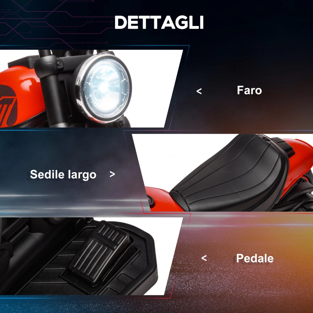 Moto Elettrica Bambini con Rotelle ¨C zephmum ¨C Rosso e Nero 76x42x57 cm