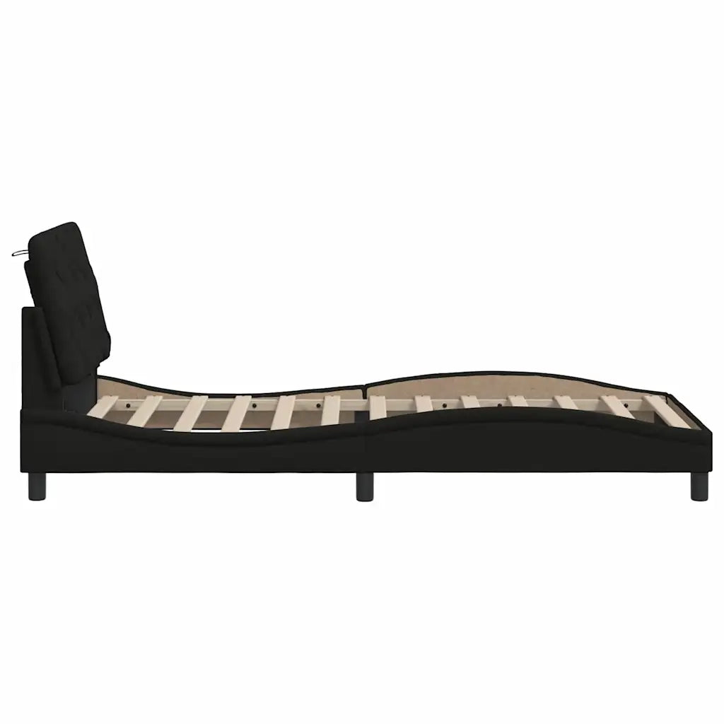 Giroletto con LED senza Materasso Nero 90x190 cm in Tessuto 3310638