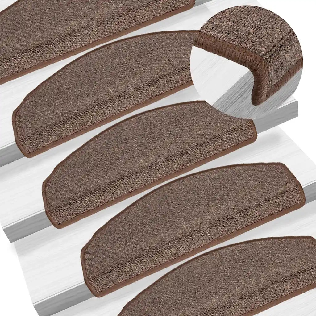 Tappetini per scale 10 pz 65x24x4 cm Marrone caffè Semicircolari Grandi 149759