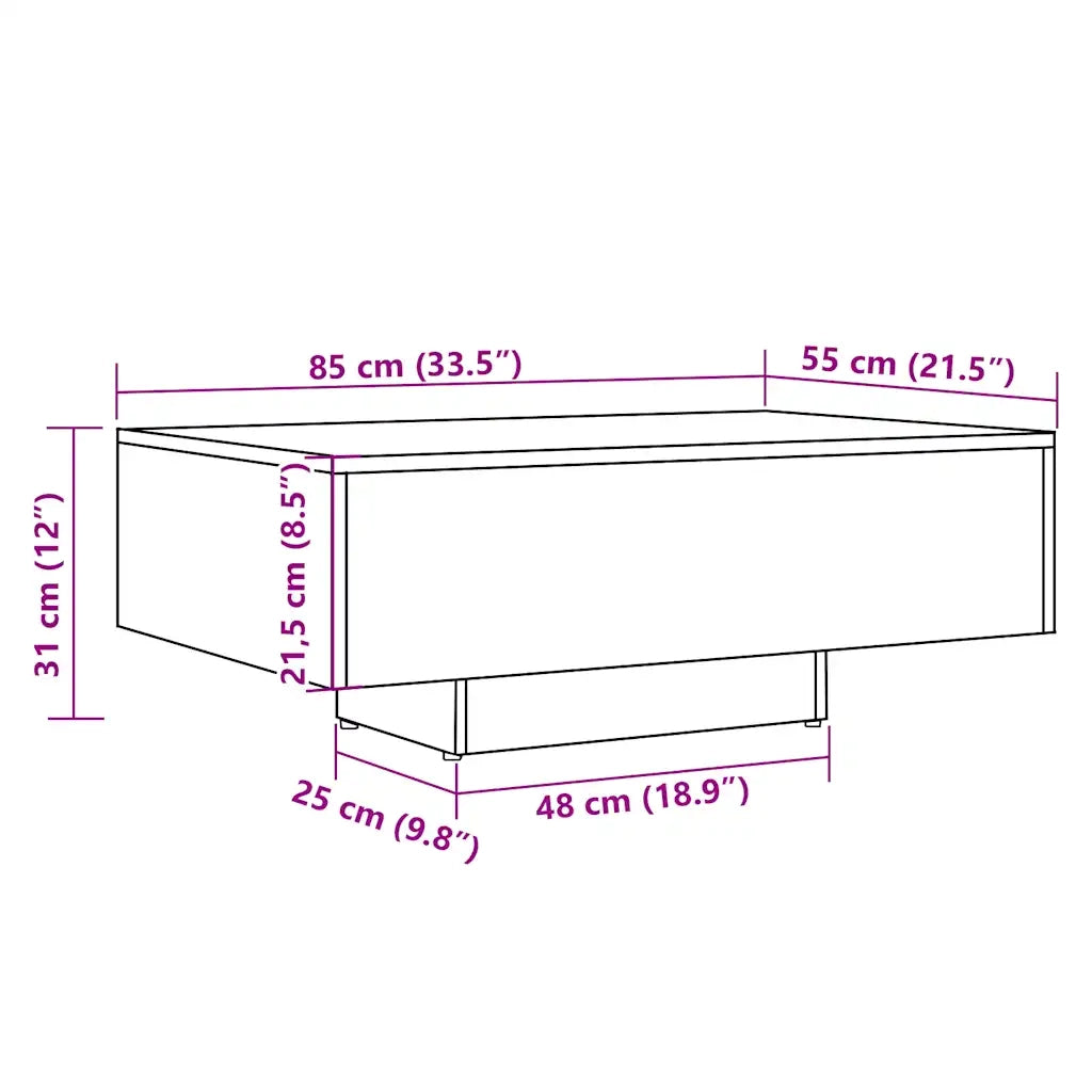 Tavolino da Salotto-Tavolino da soggiorno-Tavolo Legno Antico 85x55x31 cm Legno Multistrato