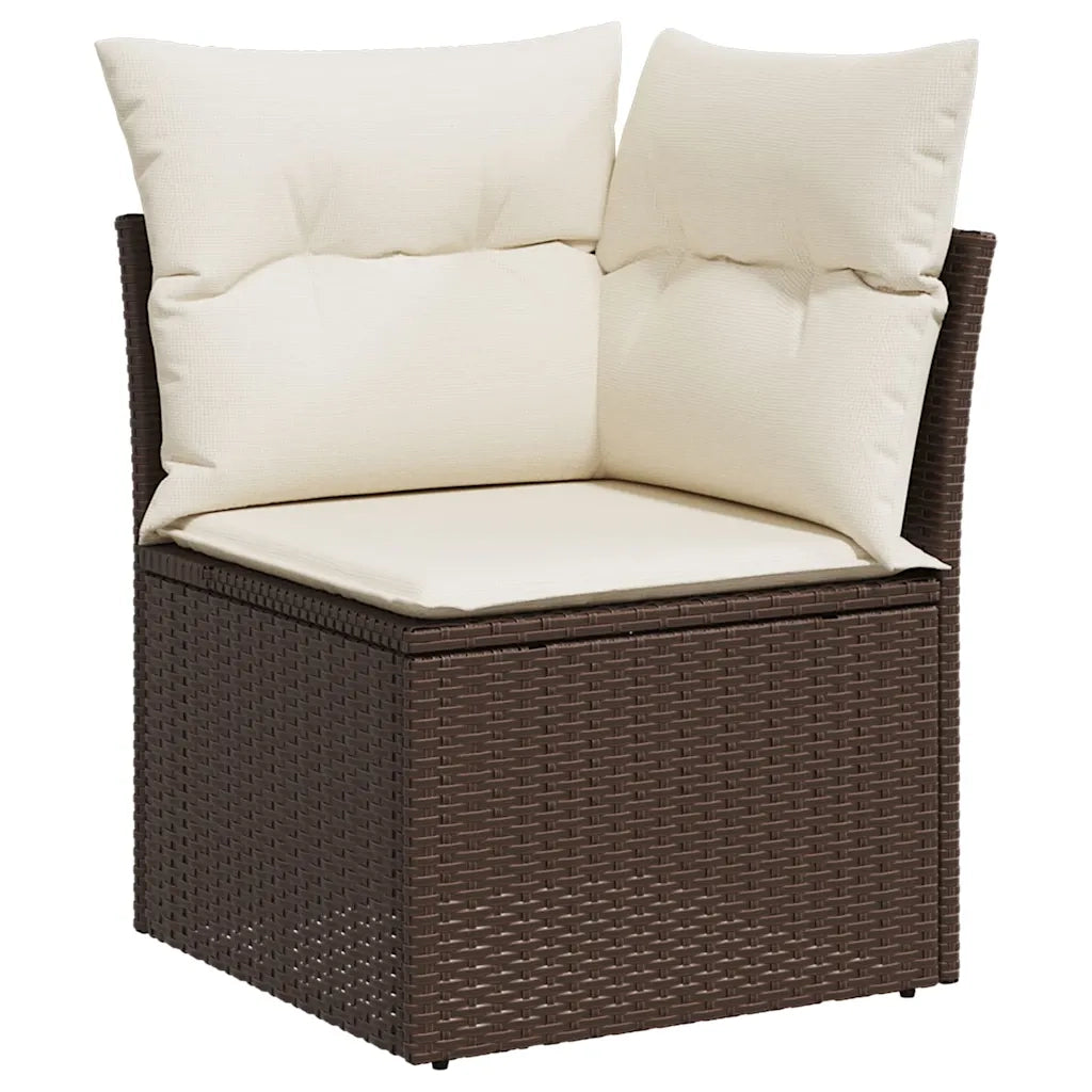 Set Divani da Giardino 8 pz con Cuscini Marrone in Polyrattan 3221762