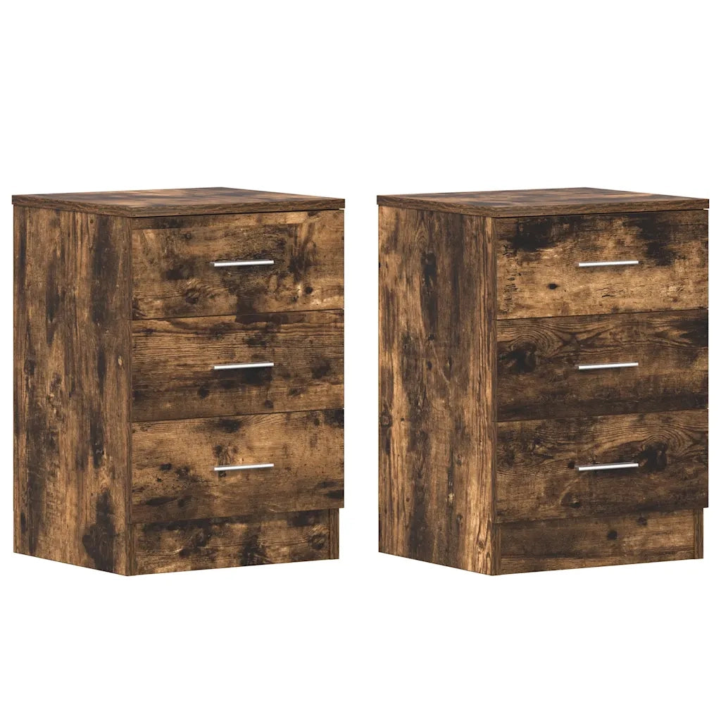 Comodini 2 pz-Set di 2 Tavolino da notte Rovere Fumo 38x35x56 cm in Legno Multistrato