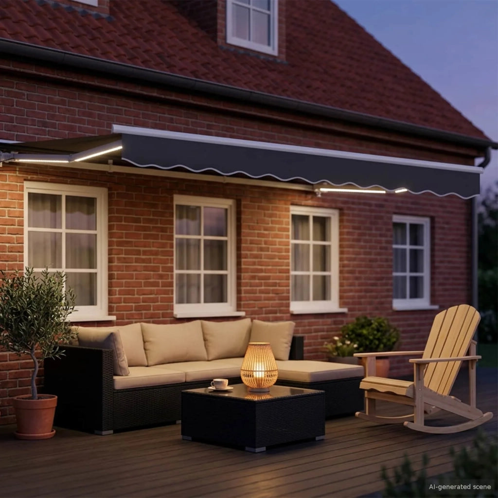 Cornice per Tenda Manuale con LED Bianco e Antracite 2,5 x 2 m 3420499