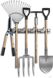 Gancio per strumenti ad alta densità per parete, profilo in alluminio con 4 supporti singoli e 5 ganci