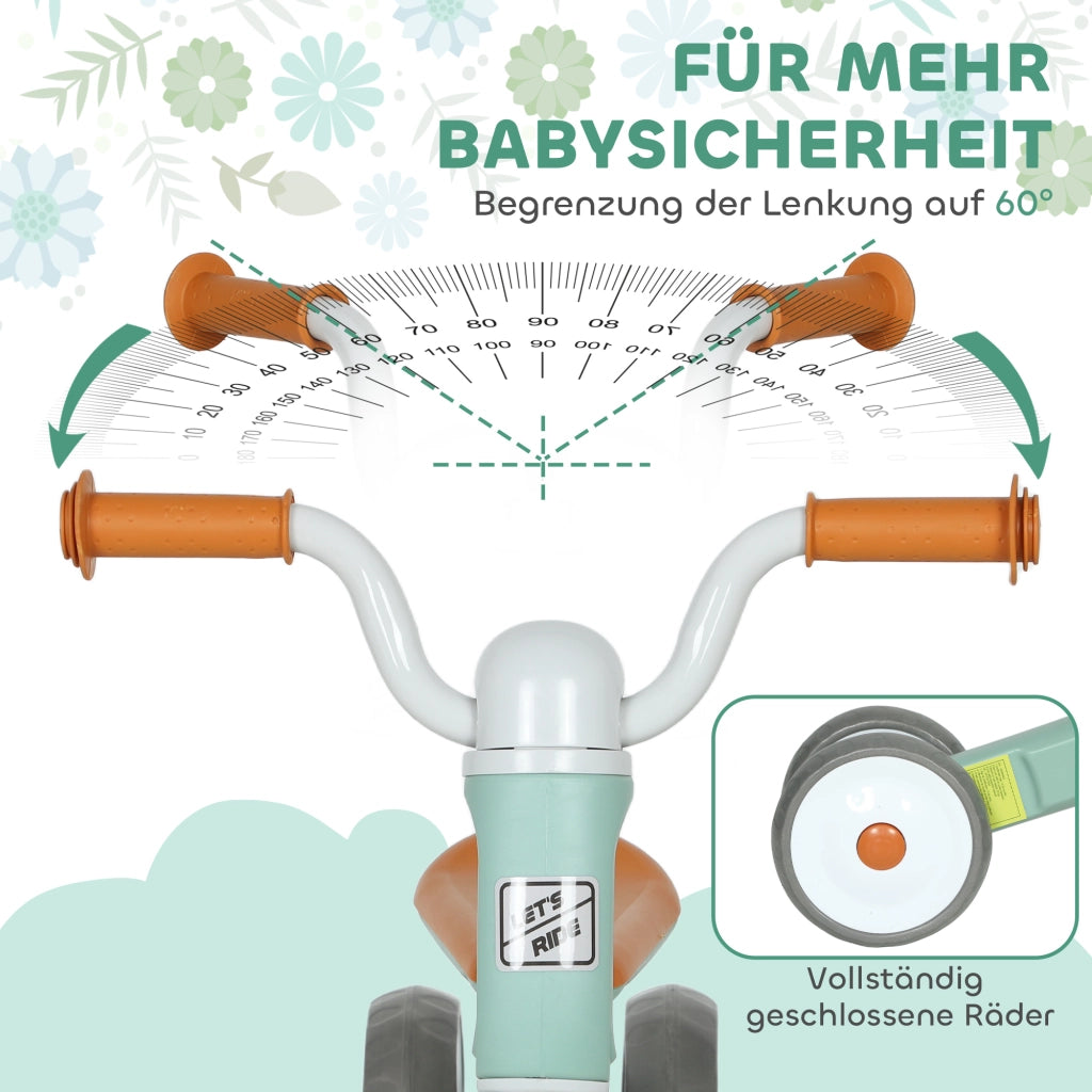 Bici senza pedali per bambini 12-36 mesi ¨C Xylo ¨C Verde con 3 ruote silenziose