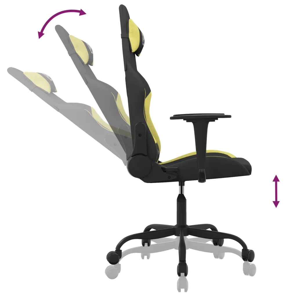 Sedia da Gaming Nero e Verde Chiaro in Tessuto 3143717