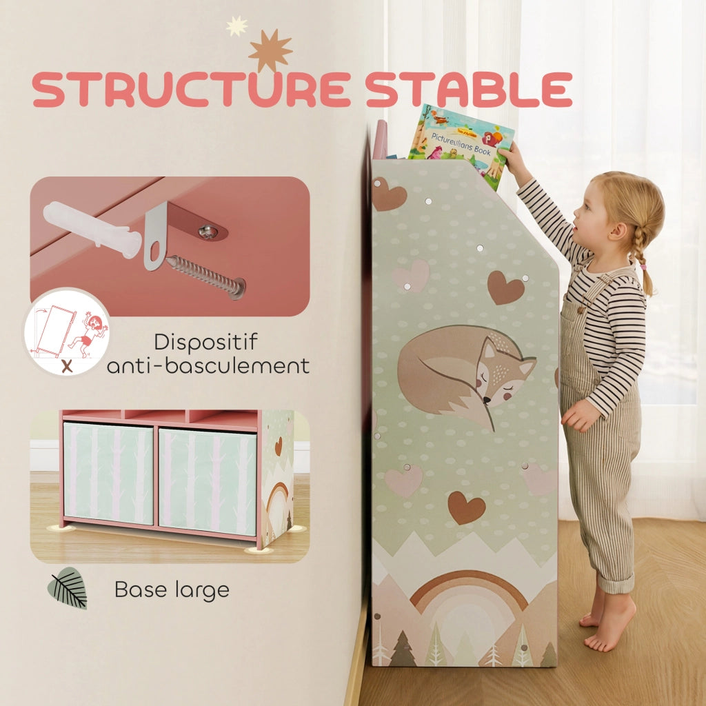 Libreria bambini con ripiani e 2 cassetti ¨C Xylo ¨C rosa MDF