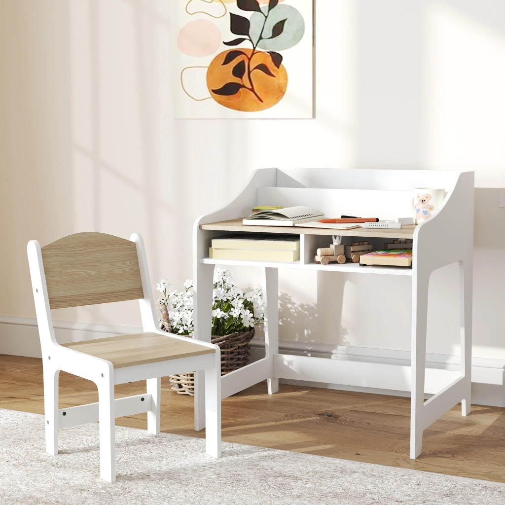 Scrivania per bambini con cassetti e scaffale ¨C zephmum ¨C Legno 90x50x75 cm