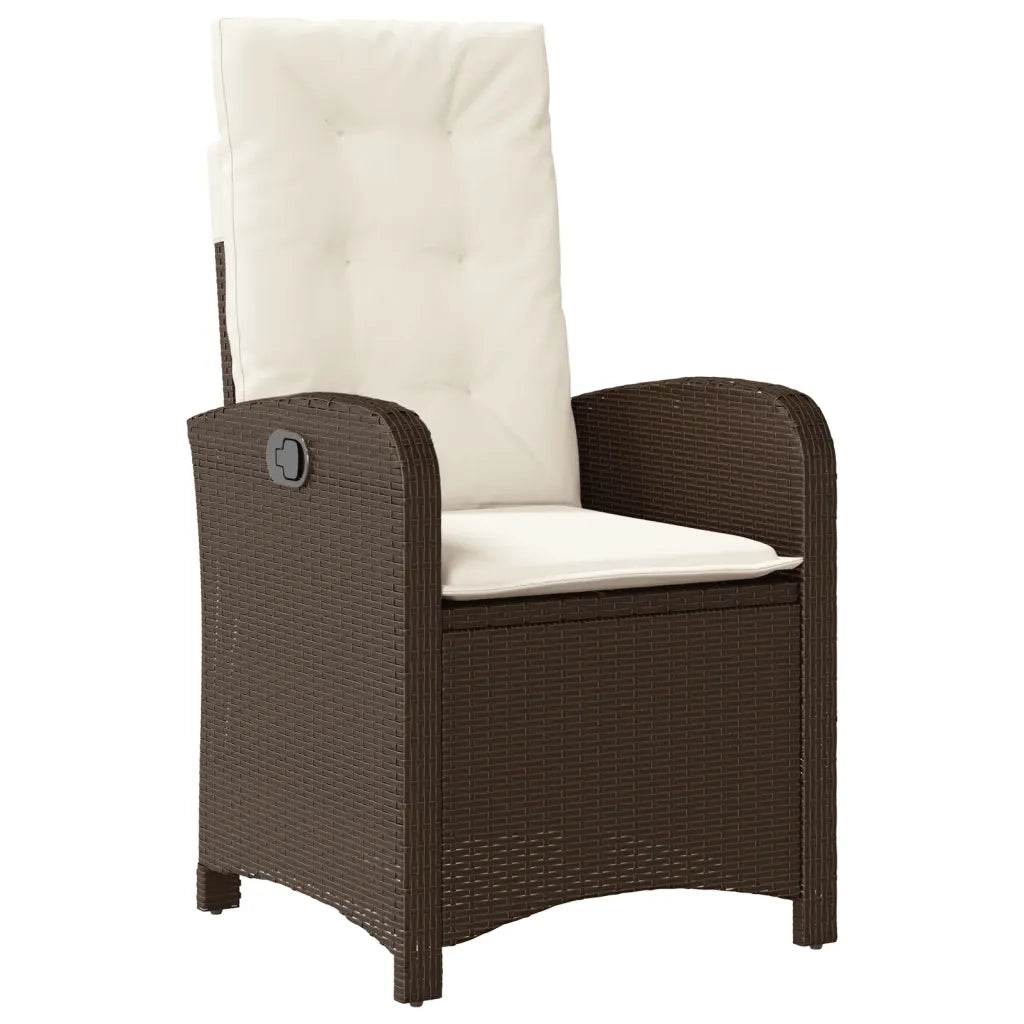 Sedia Reclinabile da Giardino con Cuscini Marrone in Polyrattan 365162