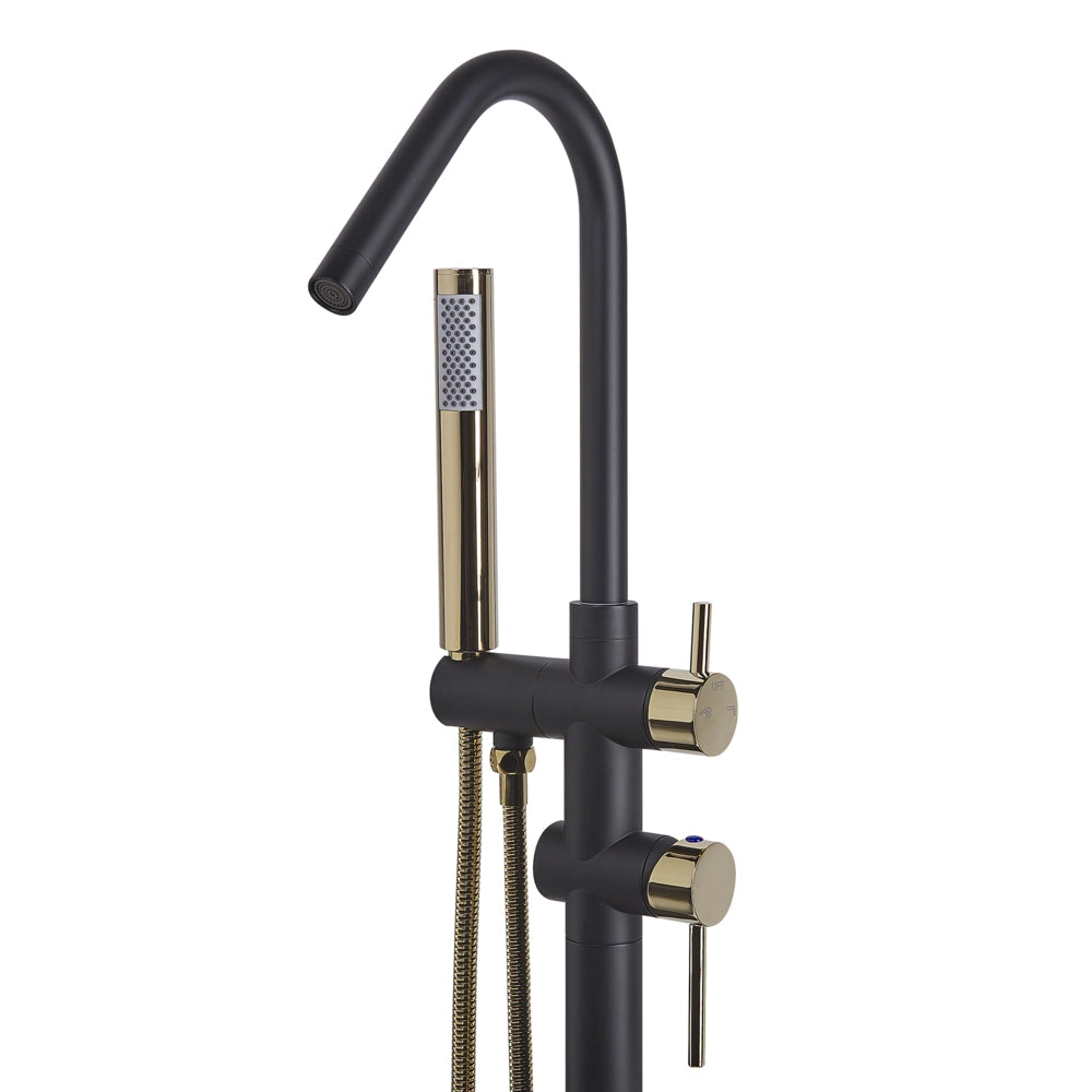Rubinetto Vasca Da Bagno Nero dorato cromato Freestanding 118 cm Con Doccetta Modern