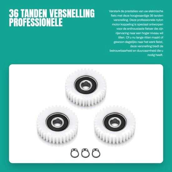Accessorio Professionale per Bicicletta Elettrica - 36 Denti Riduttore - 38mm Formato - Connessore Motore in Nylon - 3 Pezzi