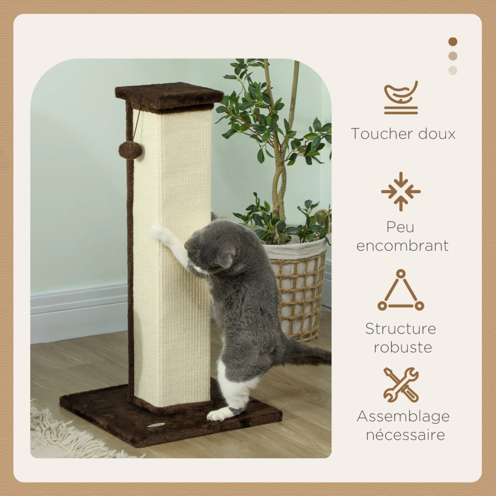 Tiragraffi per gatto con base stabile ¨C Minimal ¨C Marrone e crema 41x41x81 cm
