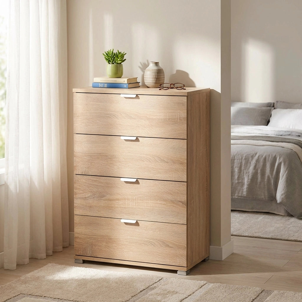 Cassettiera 4 cassetti in Legno Composito cm 60x38x85 - SCOTTIE