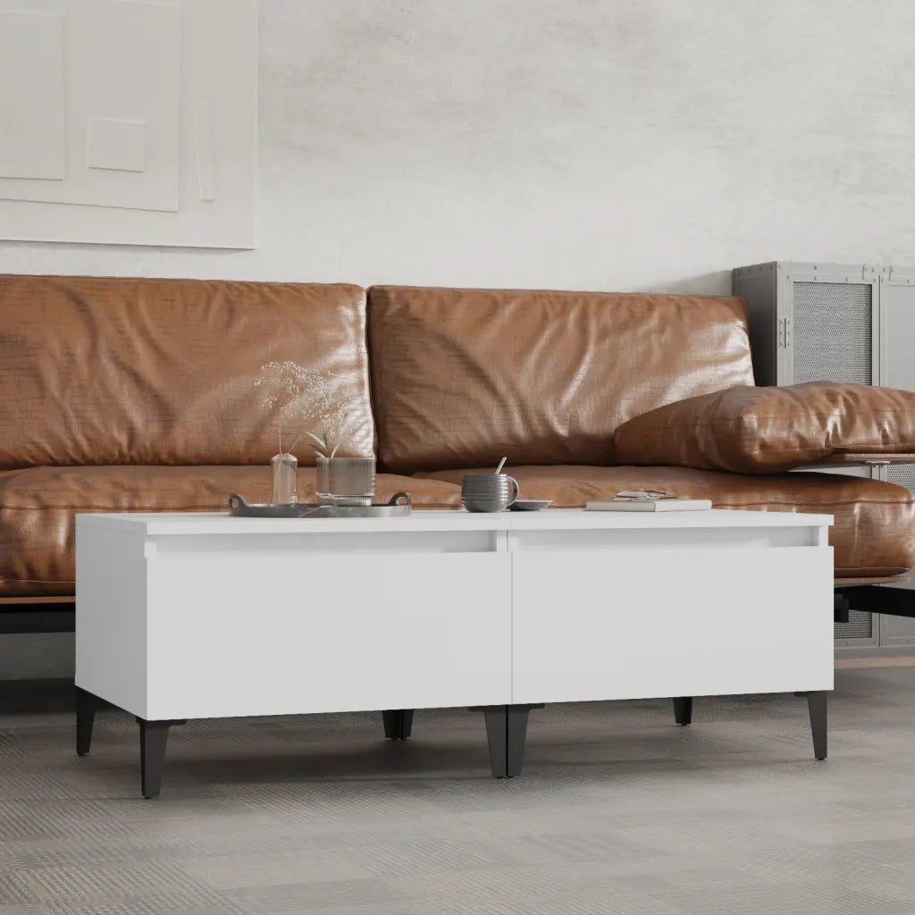 Tavolini Bianchi 2pz 50x46x35 cm in Legno Multistrato 819517