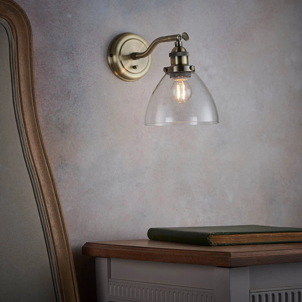 Applique retro ottone anticato con interruttore E14 Endon