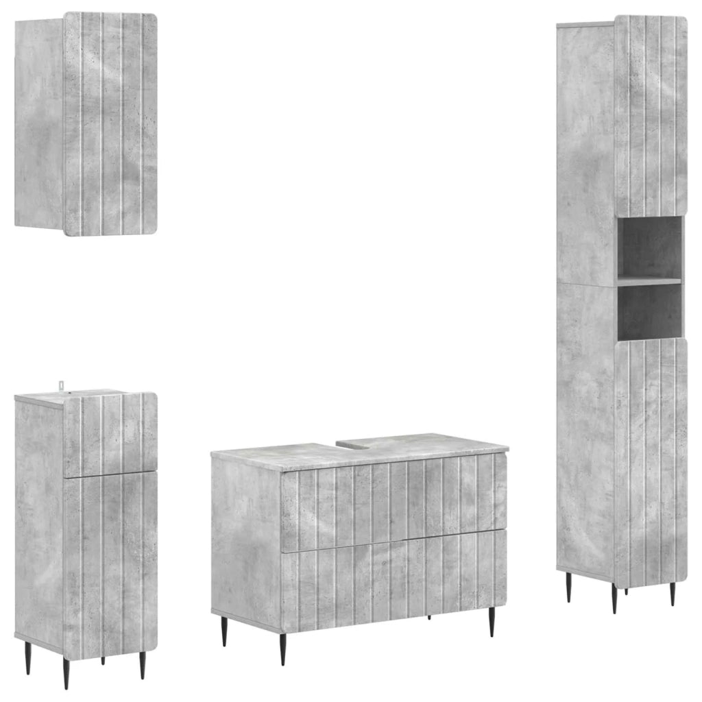 Set di Mobili da Bagno da 4 Pezzi ZWOLLE Grigio Cemento 3417921