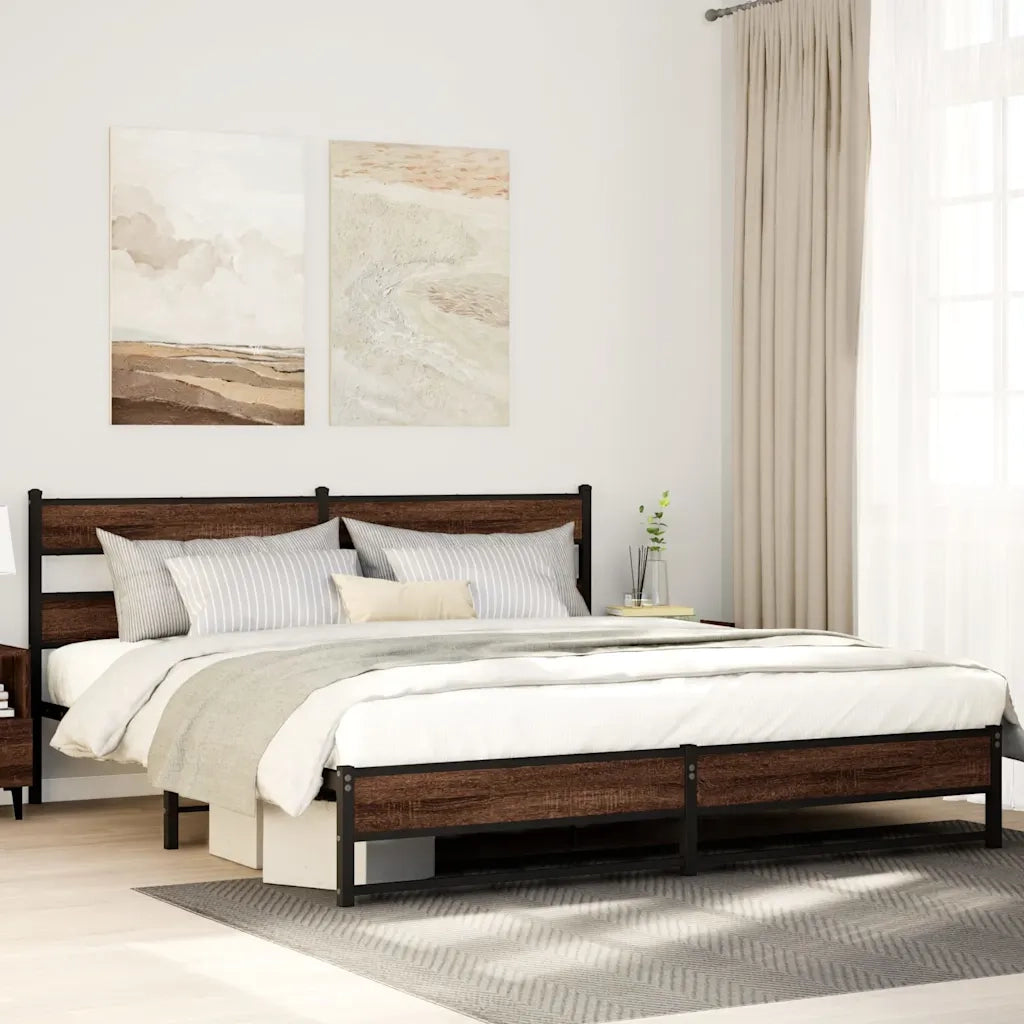 Giroletto senza Materaso in Metallo Rovere Marrone 193x203 cm 3308514