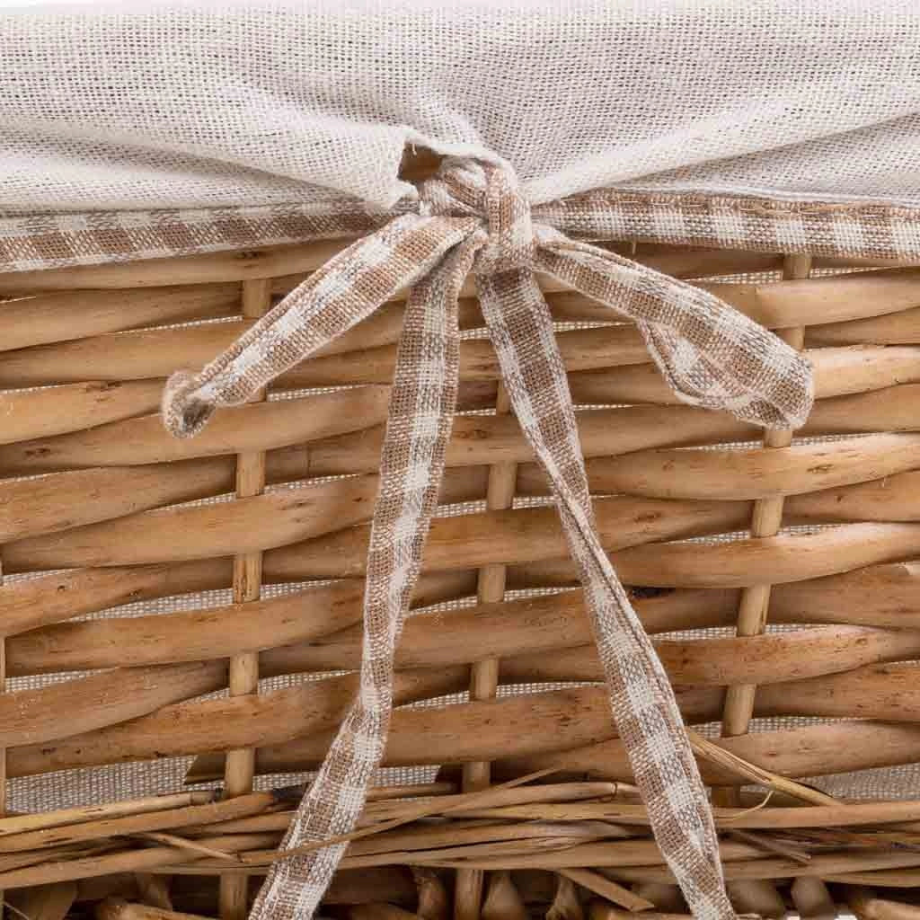 Set di 3 cestini in vimini foderati marroni