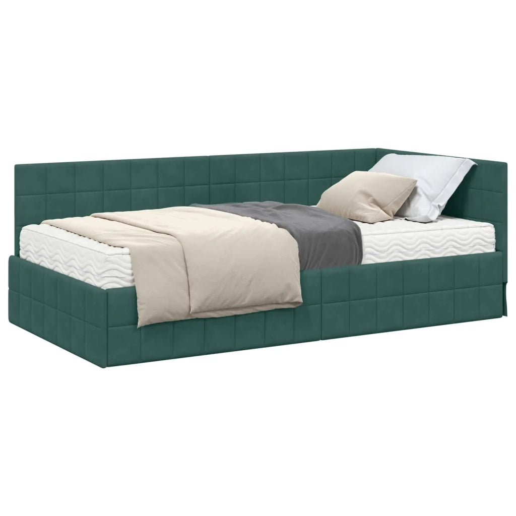 Struttura Letto Angolare con Materasso 2 pcs Verde Velluto 3393930