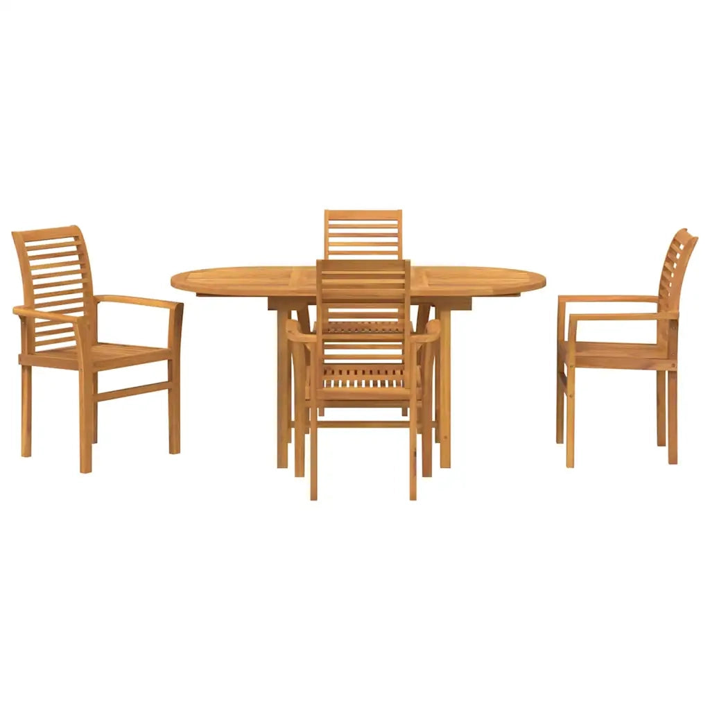 Set da Pranzo per Giardino 5 pcs Marrone Legno di teak solido