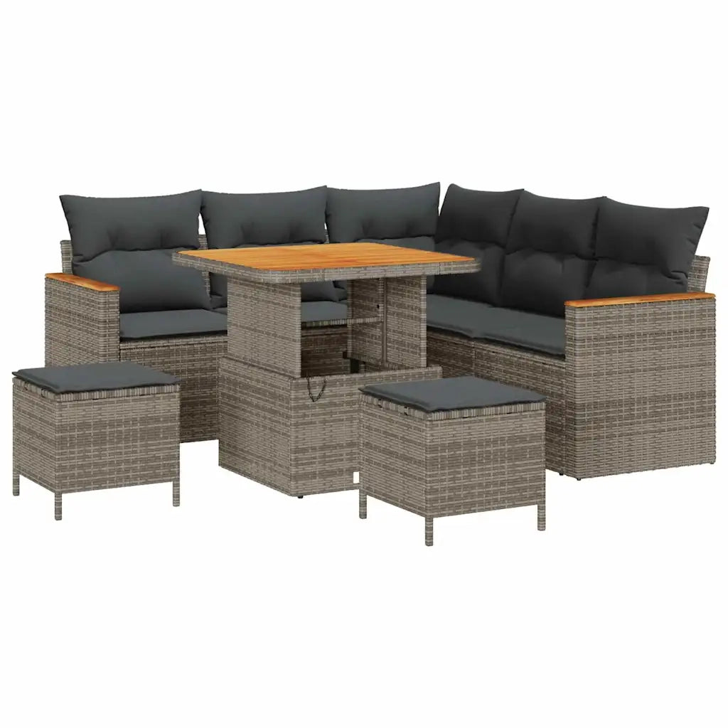 Set Divano da Giardino con cuscino 8 pcs Grigio Poly Rattan 3364993