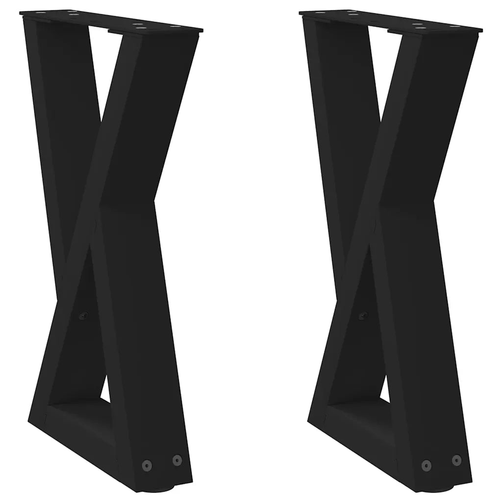 Gambe per Tavolino da Caff¨¨ 2 pz-Set di 2 Gamba per Tavolo Nere 28x(42-43,3) cm Acciaio