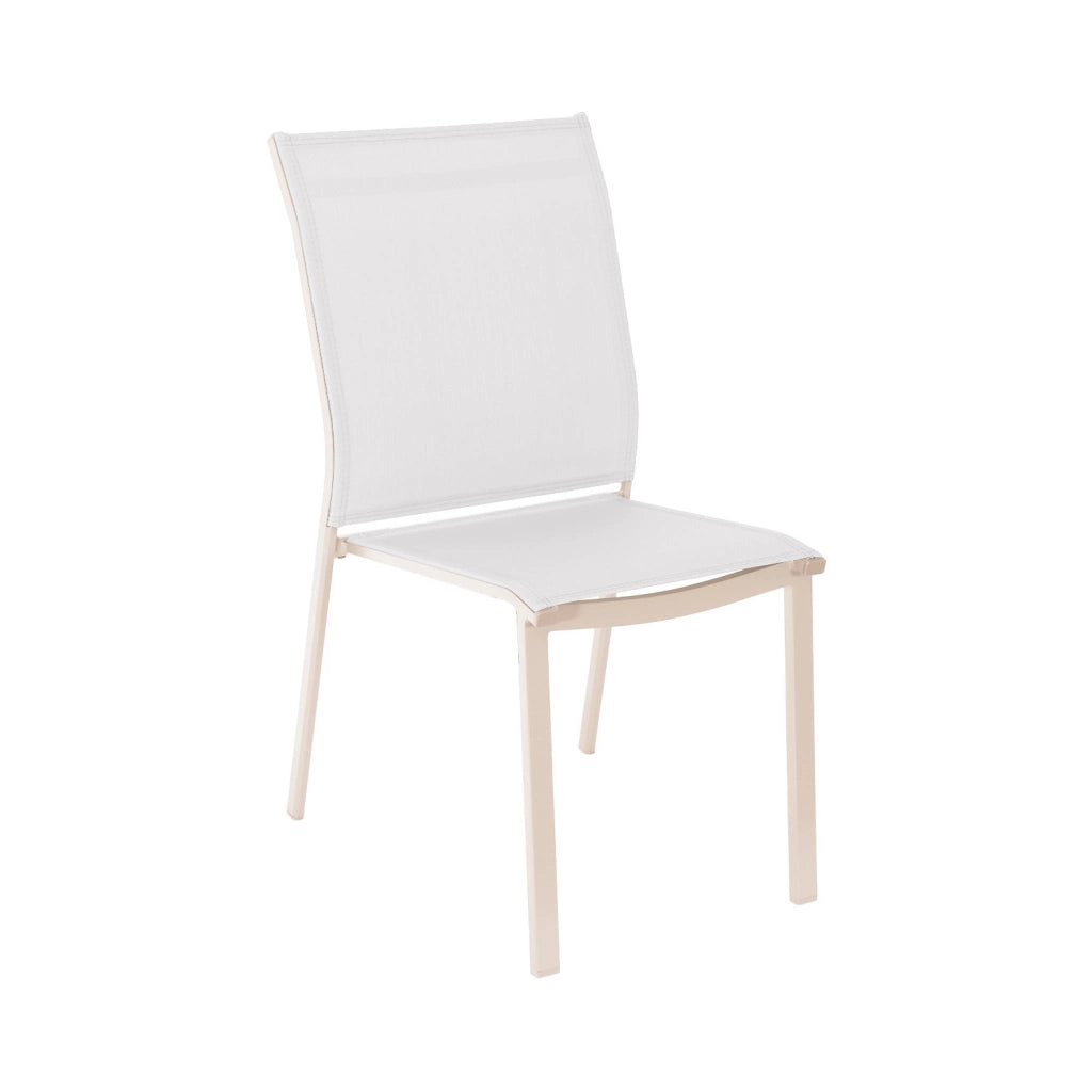 Set 4 sedie da giardino impilabili in alluminio e textilene, beige