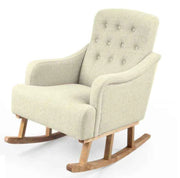 POLTRONA A DONDOLO IN TESSUTOTRAPUNTATA GAMBE IN LEGNO COLORE CREMA 62X65X85CM