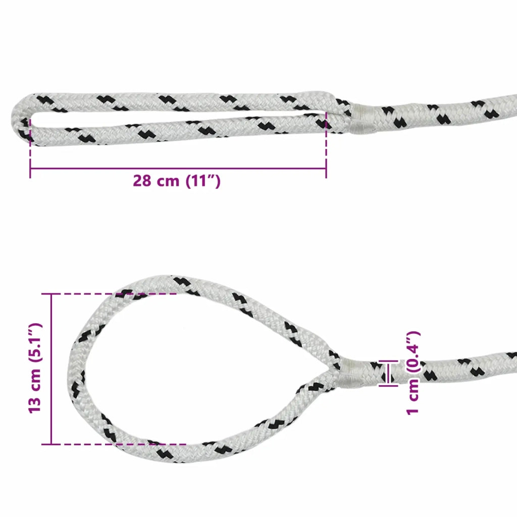 Corda da Barca 9 m 1 Bianco e Nero Poliestere 42029752