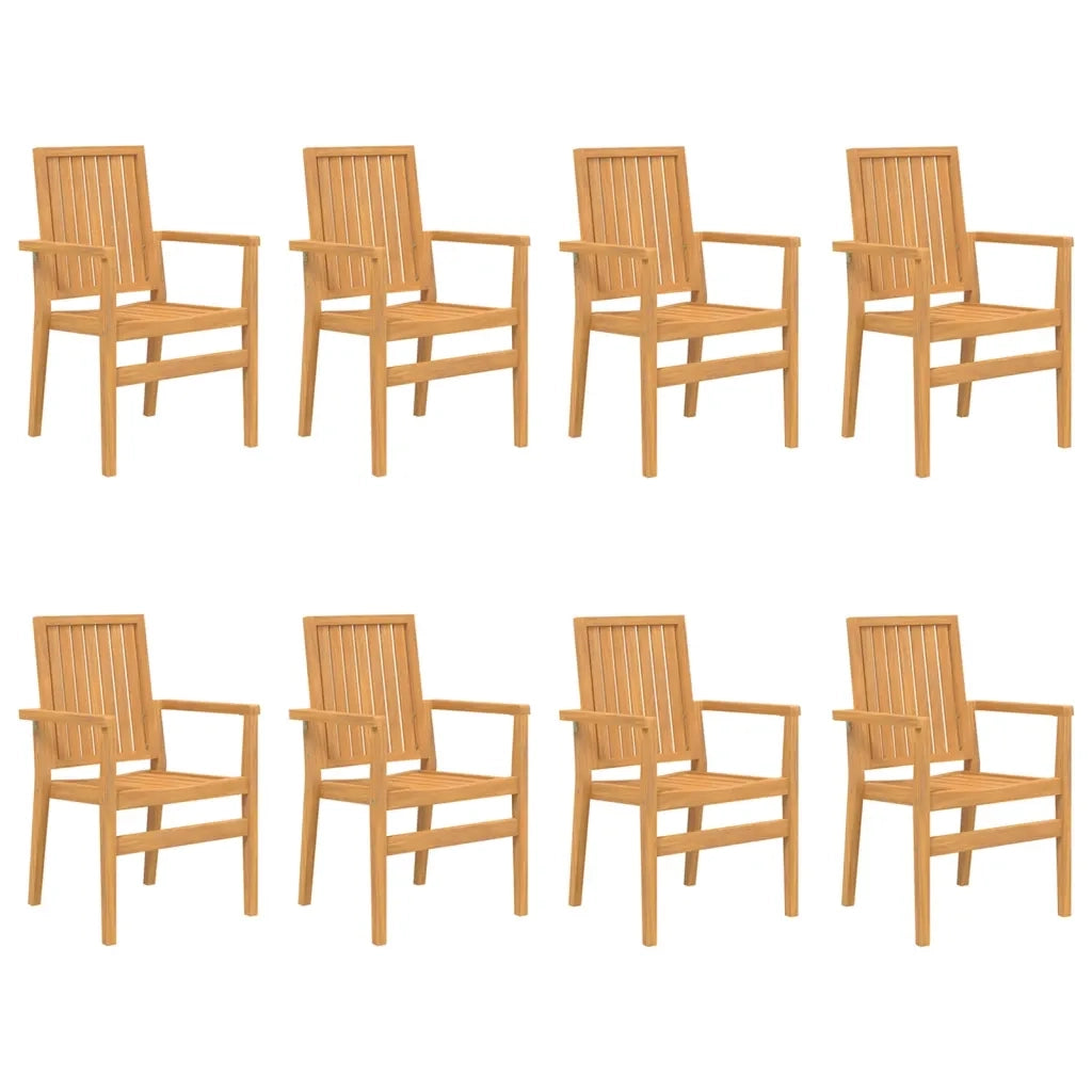 Sedie da Giardino Impilabili 8 pz 56,5x57,5x91 cm Massello Teak 3157903