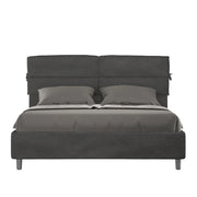 BS COM Letto matrimoniale con rete imbottito 160x190 microfibra grigio
