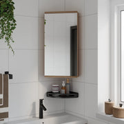 Armadietto Angolare con Specchio da Bagno-Mobile bagno con specchio Rovere 30x24x60 cm