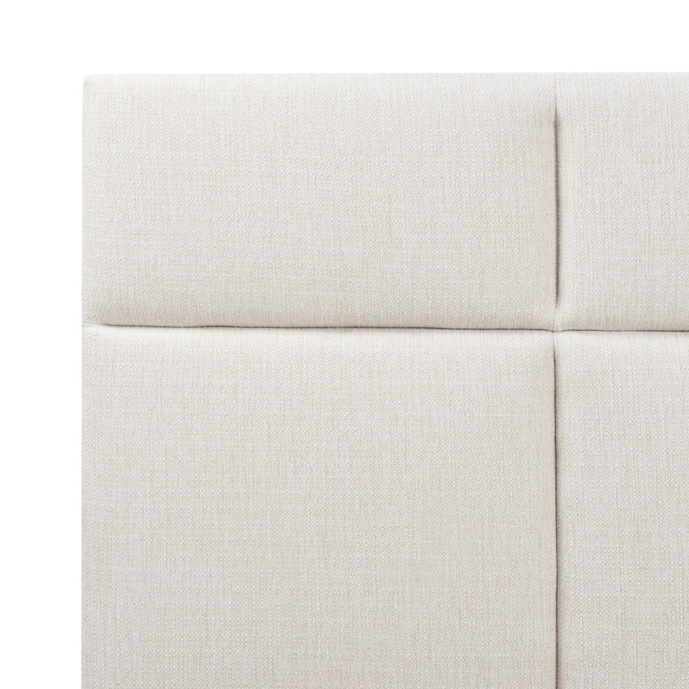Letto ottomano Bianco Sporco Poliestere Rivestito 180 x 200 cm con Storage e Testata Mobili da Camera da Letto