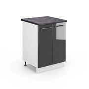 Mobiletto base cucina Fame-Line Antracite lucido/Bianco 60 cm, PL Antracite Vicco