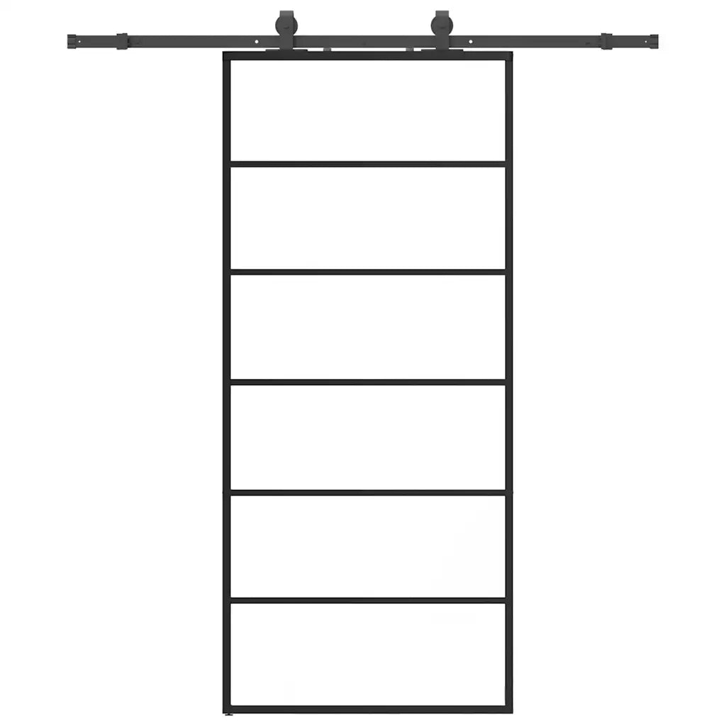Porta Scorrevole con Ferramenta Nera 90x205 cm in Vetro ESG