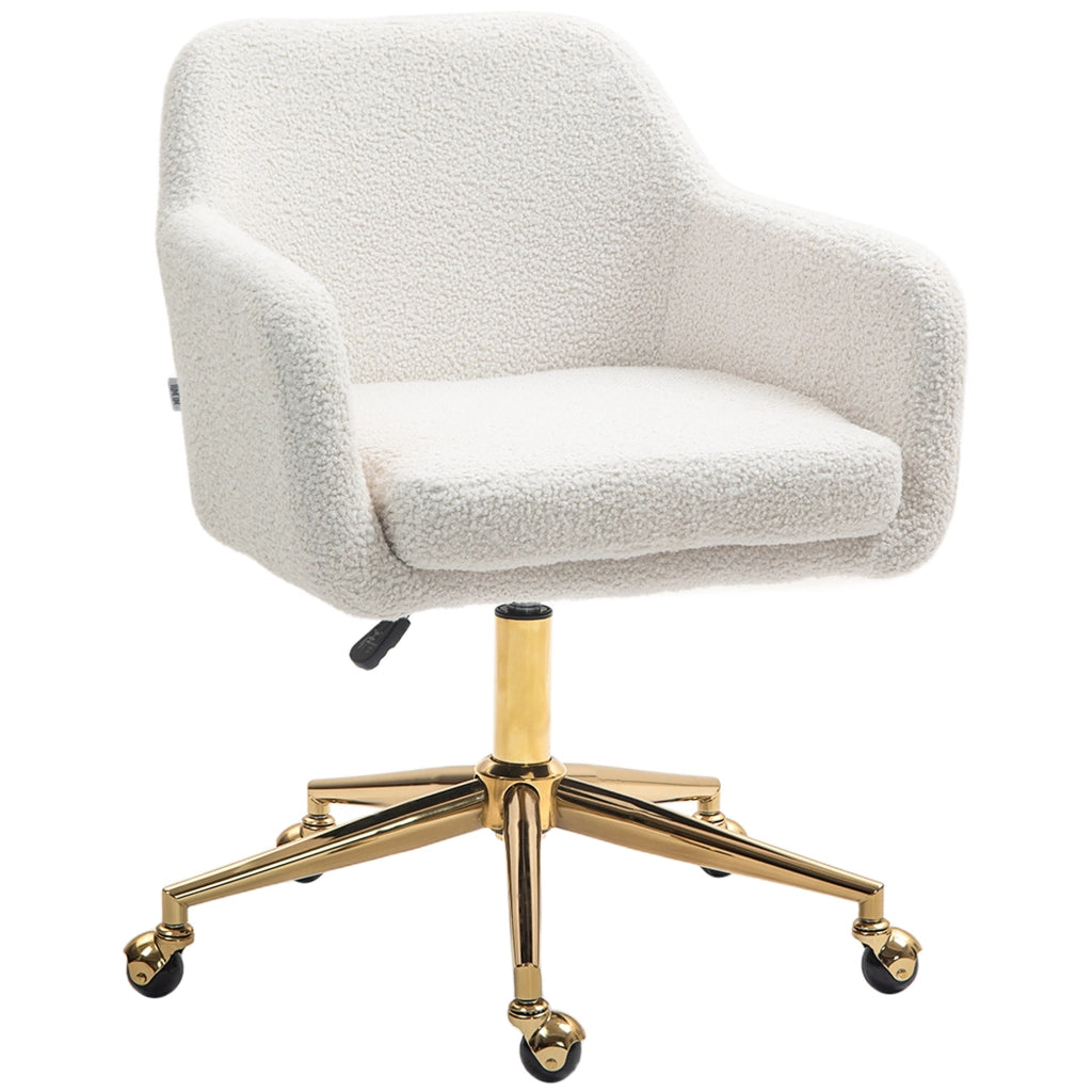 Sedia da Ufficio Girevole con Rotelle ¨C Xylo ¨C Velluto Crema Bianco Base Metallo Regolabile