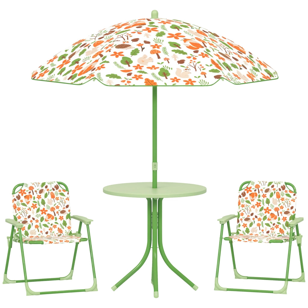 Set giardino bambini 4 pezzi elefante giraffa ¨C Xylo ¨C tavolo sedie pieghevoli parasol ?100cm