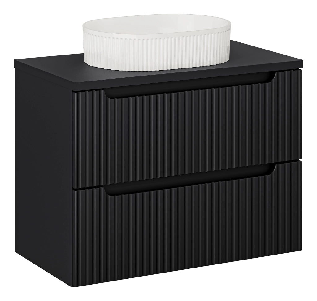 Set mobili bagno 80 cm con piano e lavabo da appoggio Beyond Nova Black 80 x 1401 x 40 cm