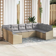 Set di divani con cuscino 9 pcs Beige polyrattan